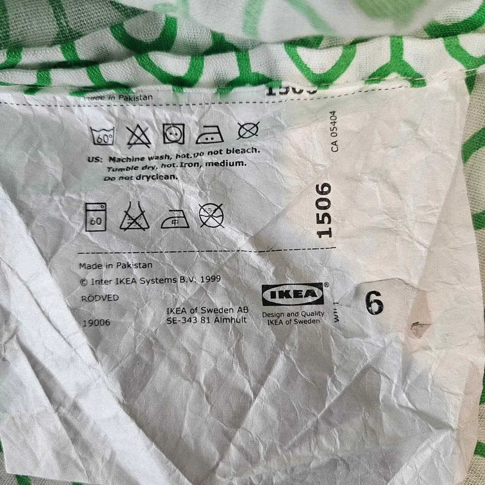 IKEA Rodved Vintage Full/Queen Green White Geometric Chain Link Duvet 86x86